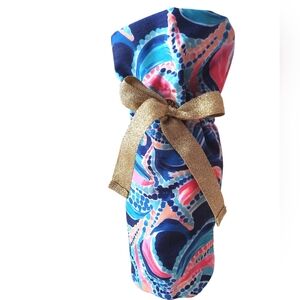 Lilly Pulitzer Colorful Drawstring Bag with Gold Accents